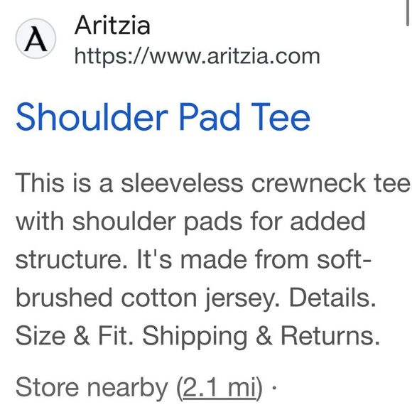 ARITZIA BABATON Shoulder Pad Tee Shirt 100% Cotton NWT Sleeveless Top - Picture 9 of 16